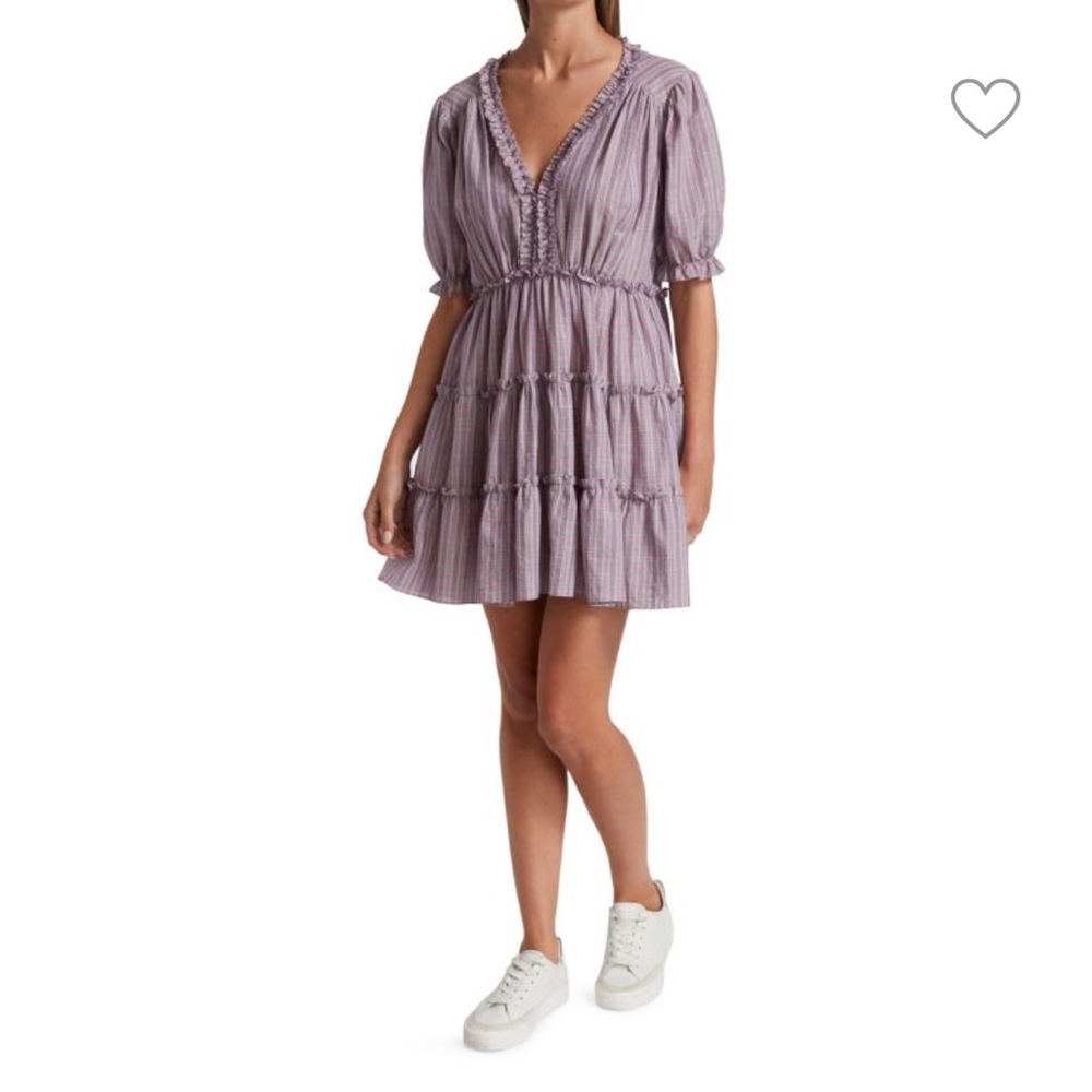 cinq a sept Lavender and Pink Striped Ruffle Mini Dress - Picture 2 of 11